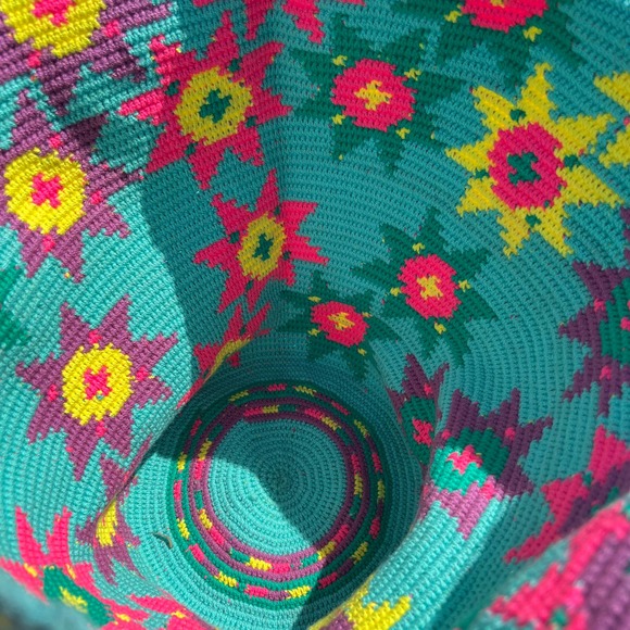 NEW Turquoise Star Flower Woven Beach Shoulder Bag - Picture 2 of 10